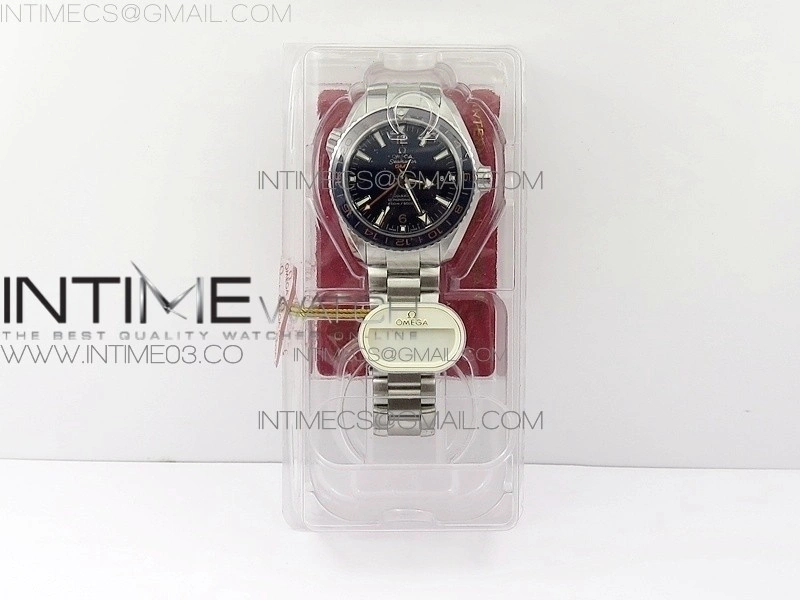 Planet Ocean 600M Co-Axial GMT 43.5mm VSF 1:1 Best Edition Blue Dial Blue Ceramic Bezel on SS Bracelet A8605 Super Clone